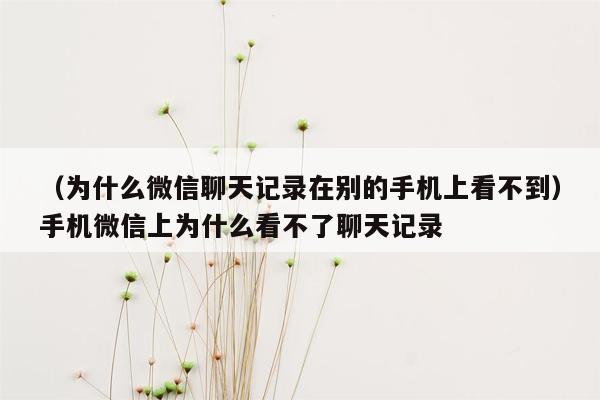 （为什么微信聊天记录在别的手机上看不到）手机微信上为什么看不了聊天记录