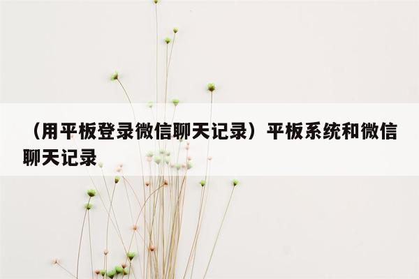 （用平板登录微信聊天记录）平板系统和微信聊天记录