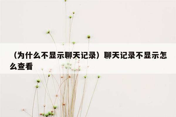 （为什么不显示聊天记录）聊天记录不显示怎么查看