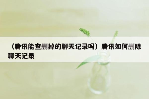 （腾讯能查删掉的聊天记录吗）腾讯如何删除聊天记录