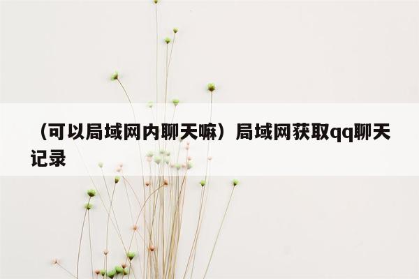 （可以局域网内聊天嘛）局域网获取qq聊天记录