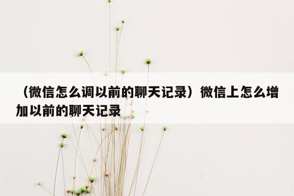 （微信怎么调以前的聊天记录）微信上怎么增加以前的聊天记录