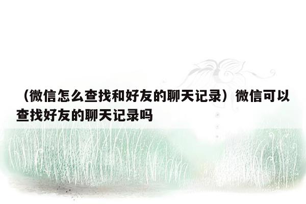 （微信怎么查找和好友的聊天记录）微信可以查找好友的聊天记录吗