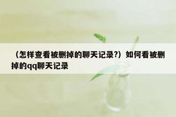 （怎样查看被删掉的聊天记录?）如何看被删掉的qq聊天记录