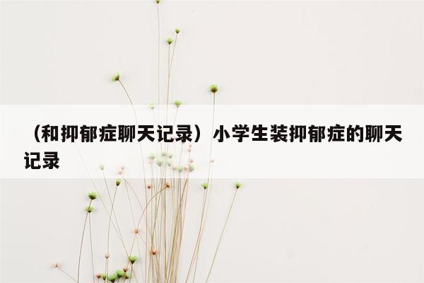 （和抑郁症聊天记录）小学生装抑郁症的聊天记录