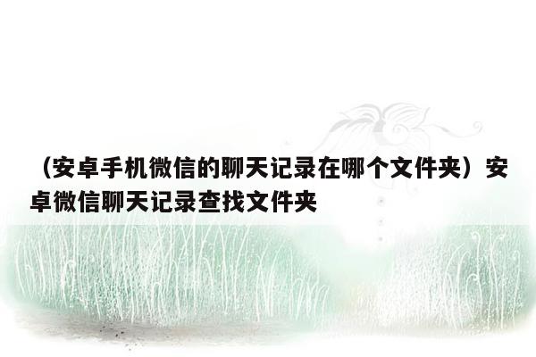 （安卓手机微信的聊天记录在哪个文件夹）安卓微信聊天记录查找文件夹