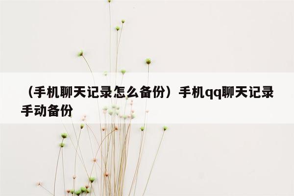 （手机聊天记录怎么备份）手机qq聊天记录手动备份