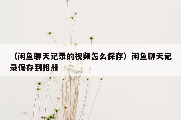 （闲鱼聊天记录的视频怎么保存）闲鱼聊天记录保存到相册