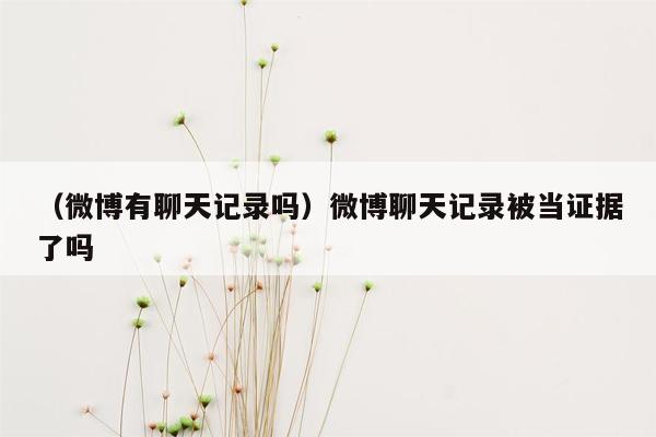 （微博有聊天记录吗）微博聊天记录被当证据了吗