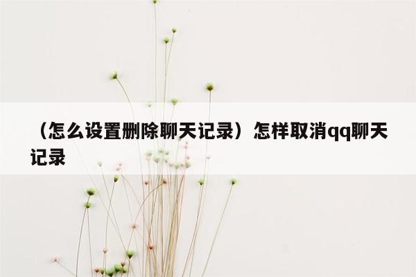 （怎么设置删除聊天记录）怎样取消qq聊天记录