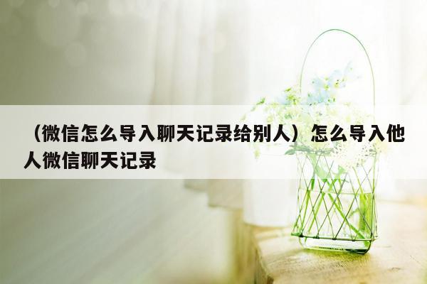 （微信怎么导入聊天记录给别人）怎么导入他人微信聊天记录