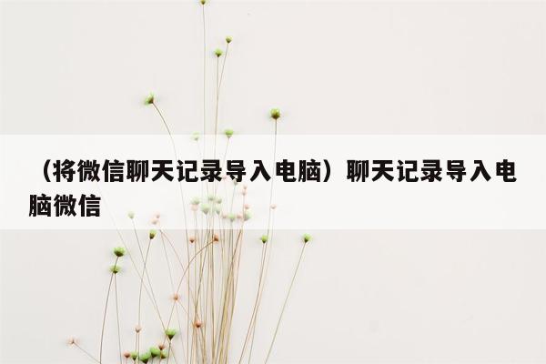 （将微信聊天记录导入电脑）聊天记录导入电脑微信