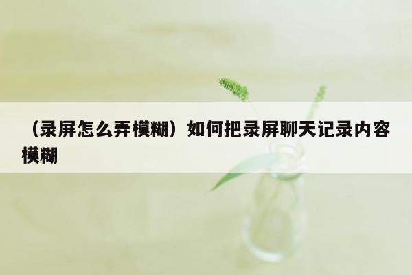 （录屏怎么弄模糊）如何把录屏聊天记录内容模糊