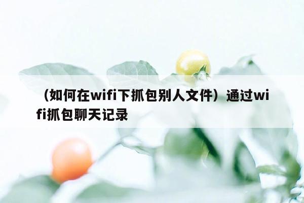 （如何在wifi下抓包别人文件）通过wifi抓包聊天记录