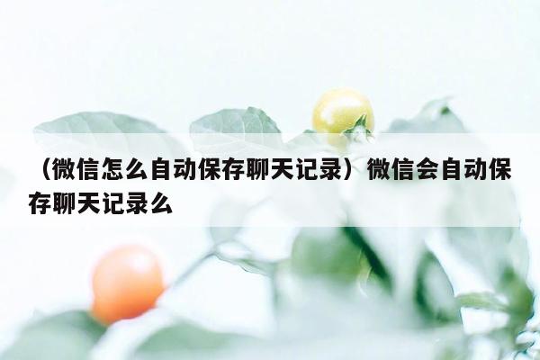 （微信怎么自动保存聊天记录）微信会自动保存聊天记录么