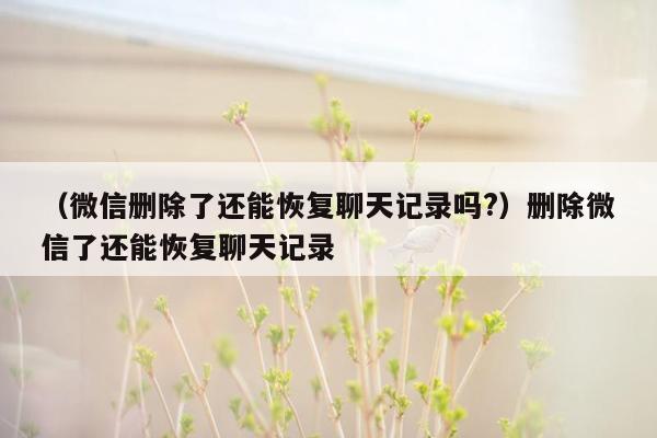 （微信删除了还能恢复聊天记录吗?）删除微信了还能恢复聊天记录