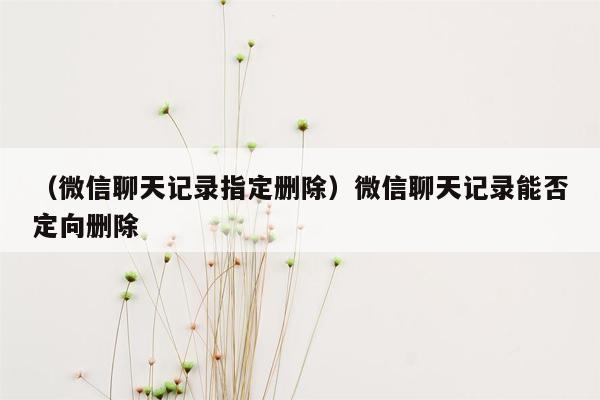 （微信聊天记录指定删除）微信聊天记录能否定向删除