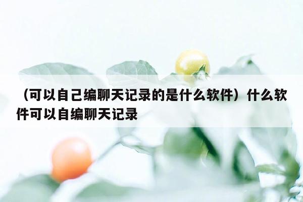 （可以自己编聊天记录的是什么软件）什么软件可以自编聊天记录