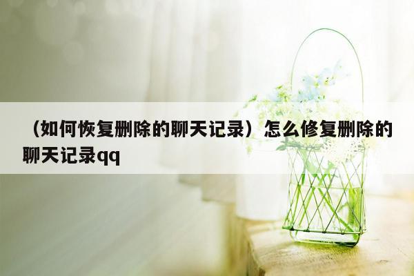 （如何恢复删除的聊天记录）怎么修复删除的聊天记录qq