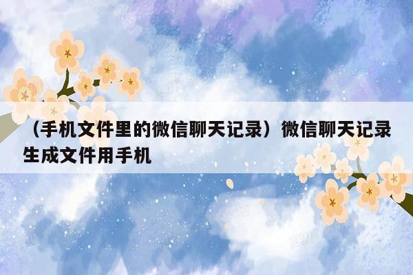 （手机文件里的微信聊天记录）微信聊天记录生成文件用手机