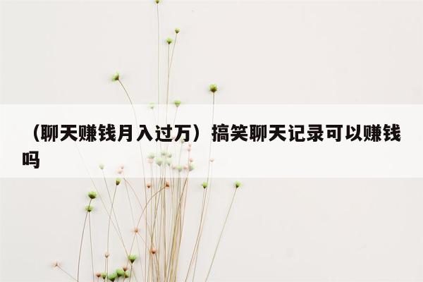 （聊天赚钱月入过万）搞笑聊天记录可以赚钱吗