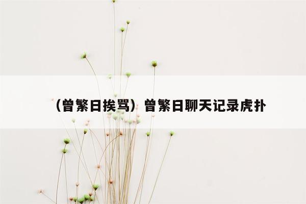 （曾繁日挨骂）曾繁日聊天记录虎扑