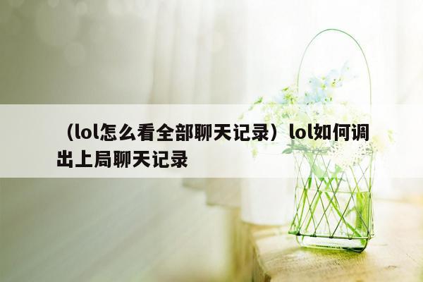 （lol怎么看全部聊天记录）lol如何调出上局聊天记录