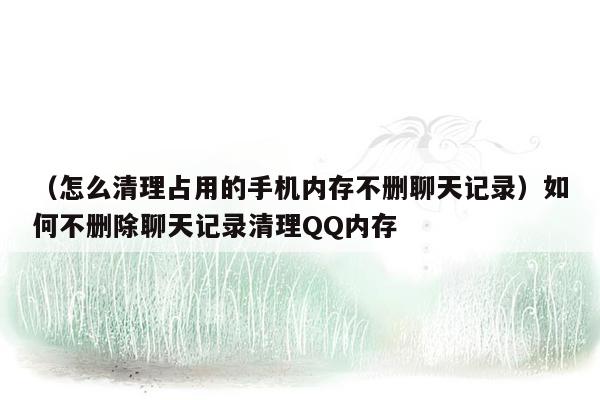 （怎么清理占用的手机内存不删聊天记录）如何不删除聊天记录清理QQ内存