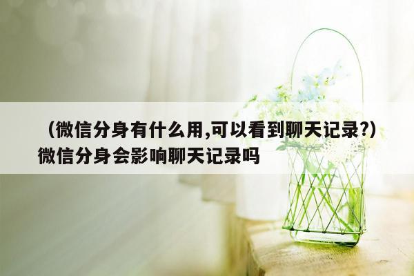 （微信分身有什么用,可以看到聊天记录?）微信分身会影响聊天记录吗