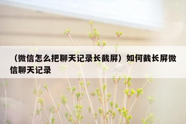 （微信怎么把聊天记录长截屏）如何截长屏微信聊天记录