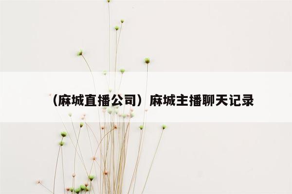 （麻城直播公司）麻城主播聊天记录