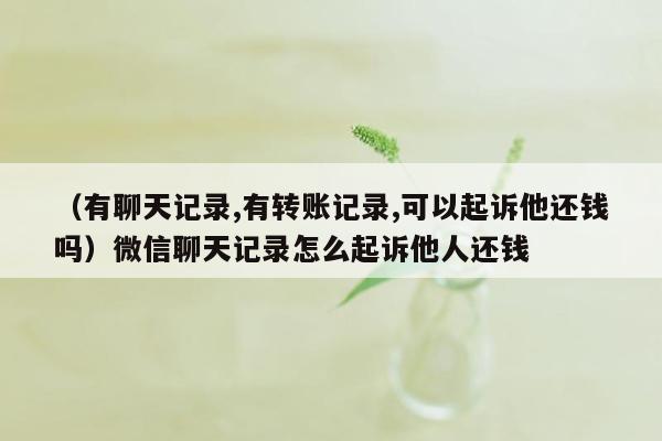 （有聊天记录,有转账记录,可以起诉他还钱吗）微信聊天记录怎么起诉他人还钱