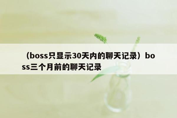 （boss只显示30天内的聊天记录）boss三个月前的聊天记录