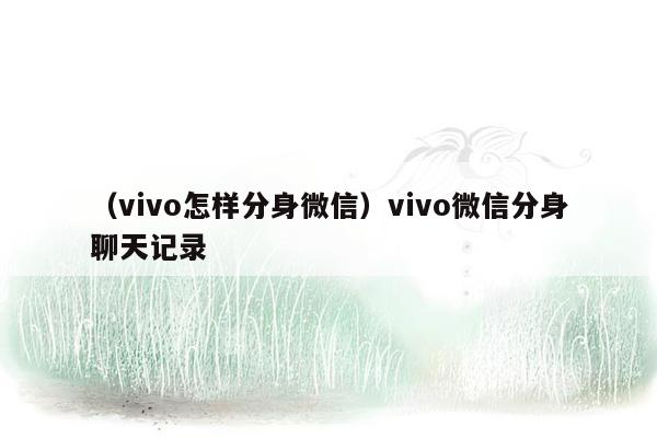 （vivo怎样分身微信）vivo微信分身聊天记录