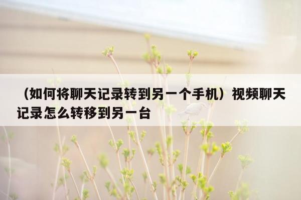 （如何将聊天记录转到另一个手机）视频聊天记录怎么转移到另一台