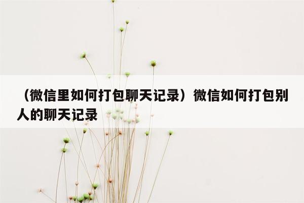 （微信里如何打包聊天记录）微信如何打包别人的聊天记录