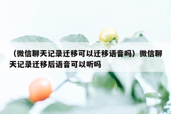 （微信聊天记录迁移可以迁移语音吗）微信聊天记录迁移后语音可以听吗