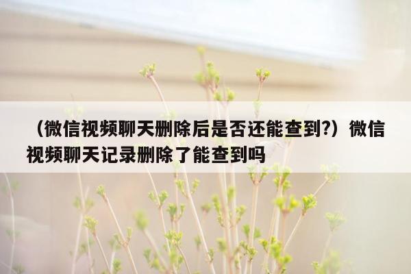 （微信视频聊天删除后是否还能查到?）微信视频聊天记录删除了能查到吗