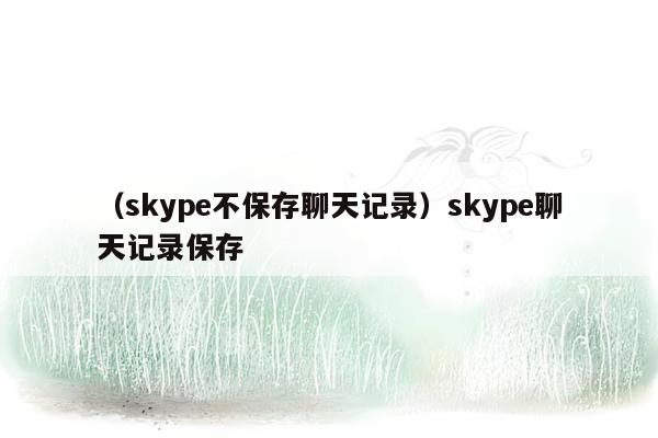 （skype不保存聊天记录）skype聊天记录保存