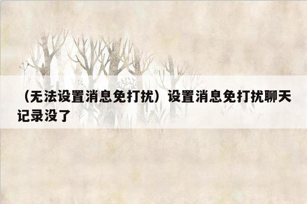 （无法设置消息免打扰）设置消息免打扰聊天记录没了