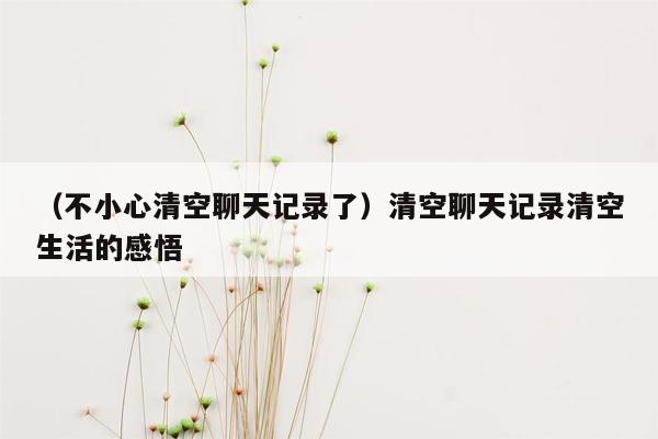 （不小心清空聊天记录了）清空聊天记录清空生活的感悟