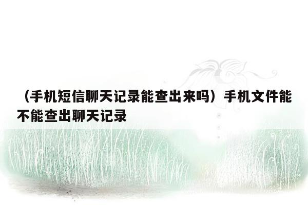 （手机短信聊天记录能查出来吗）手机文件能不能查出聊天记录