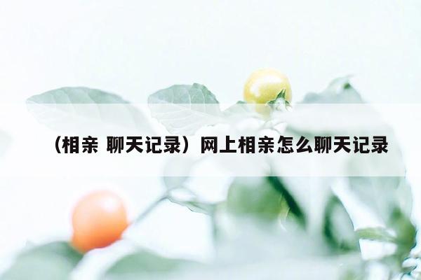 （相亲 聊天记录）网上相亲怎么聊天记录