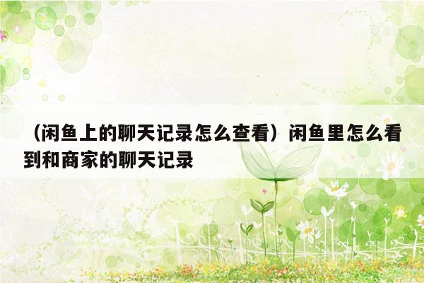 （闲鱼上的聊天记录怎么查看）闲鱼里怎么看到和商家的聊天记录