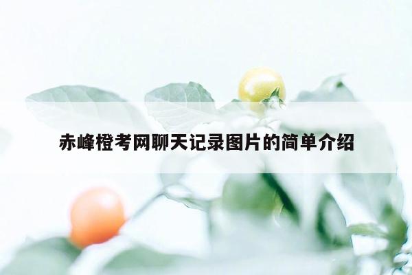 赤峰橙考网聊天记录图片的简单介绍