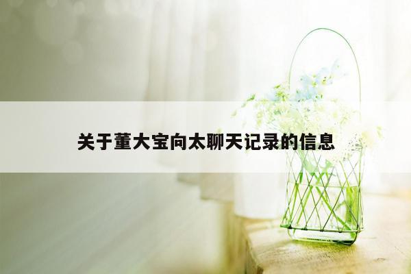 关于董大宝向太聊天记录的信息