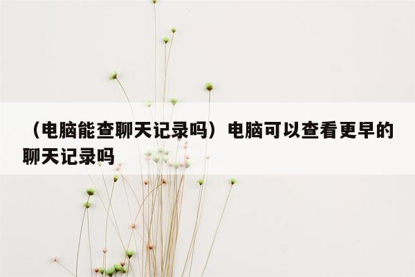 （电脑能查聊天记录吗）电脑可以查看更早的聊天记录吗