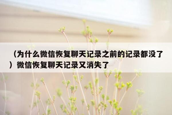 （为什么微信恢复聊天记录之前的记录都没了）微信恢复聊天记录又消失了