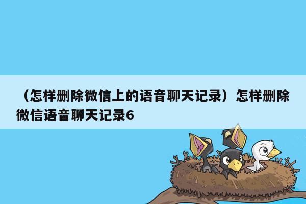 （怎样删除微信上的语音聊天记录）怎样删除微信语音聊天记录6