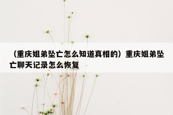 （重庆姐弟坠亡怎么知道真相的）重庆姐弟坠亡聊天记录怎么恢复